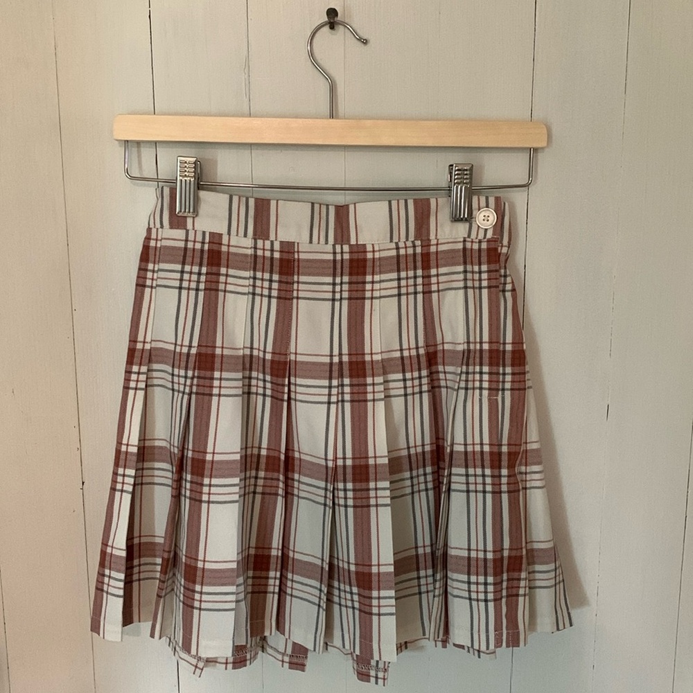 Aerie pleated plaid skirt
